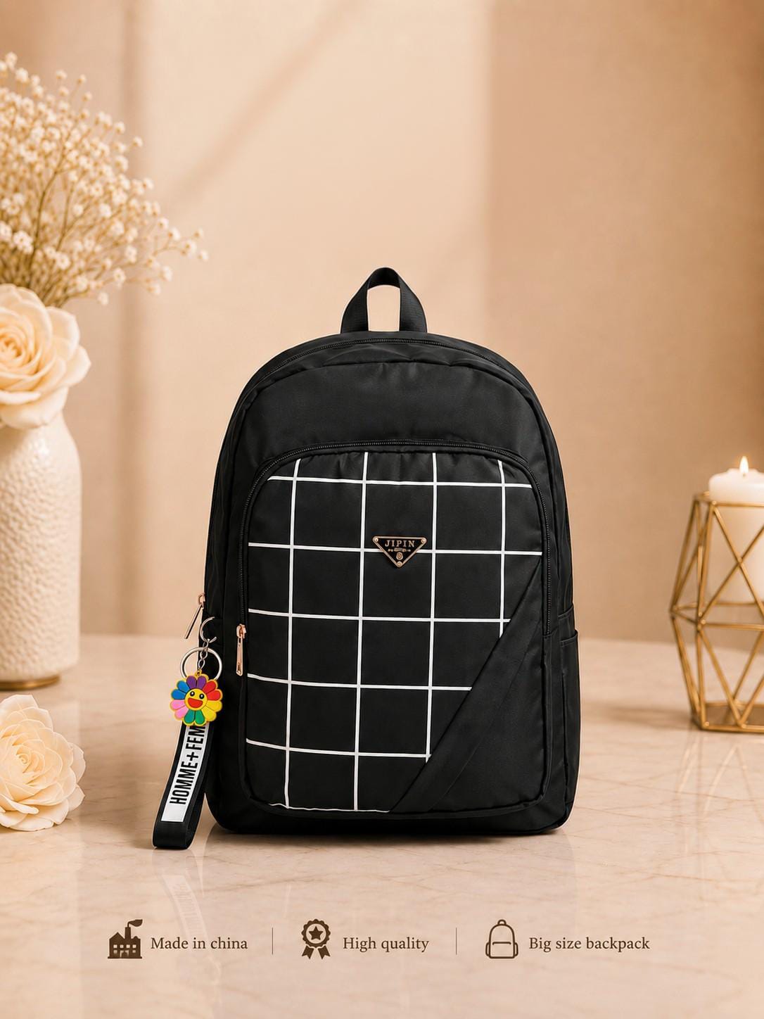 Urban Check Large Capacity Backpack for Women – Imported School, College, Office & Travel Bag