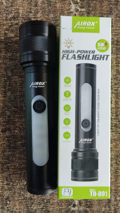 Airox 5 In 1 Rechargeable Flash Light – Type-C Charging | Black