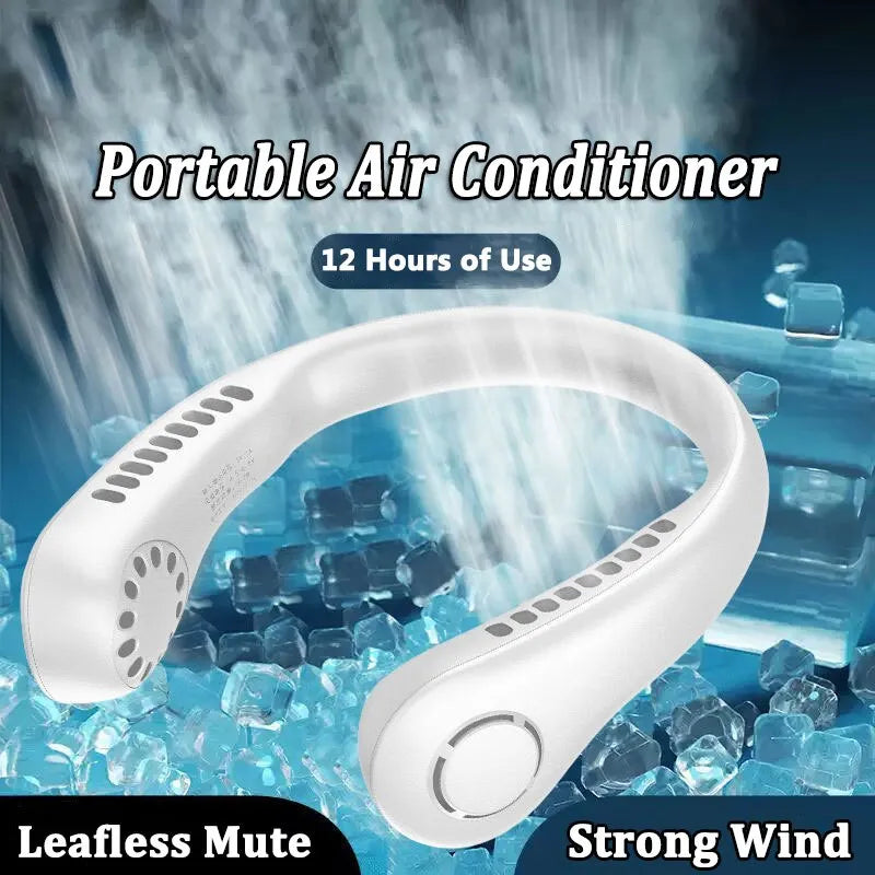 Portable Bladeless Neck Cooler – Hands-Free 360° Airflow USB Rechargeable Neck Fan for Indoor & Outdoor Use ~ 1200 mAh