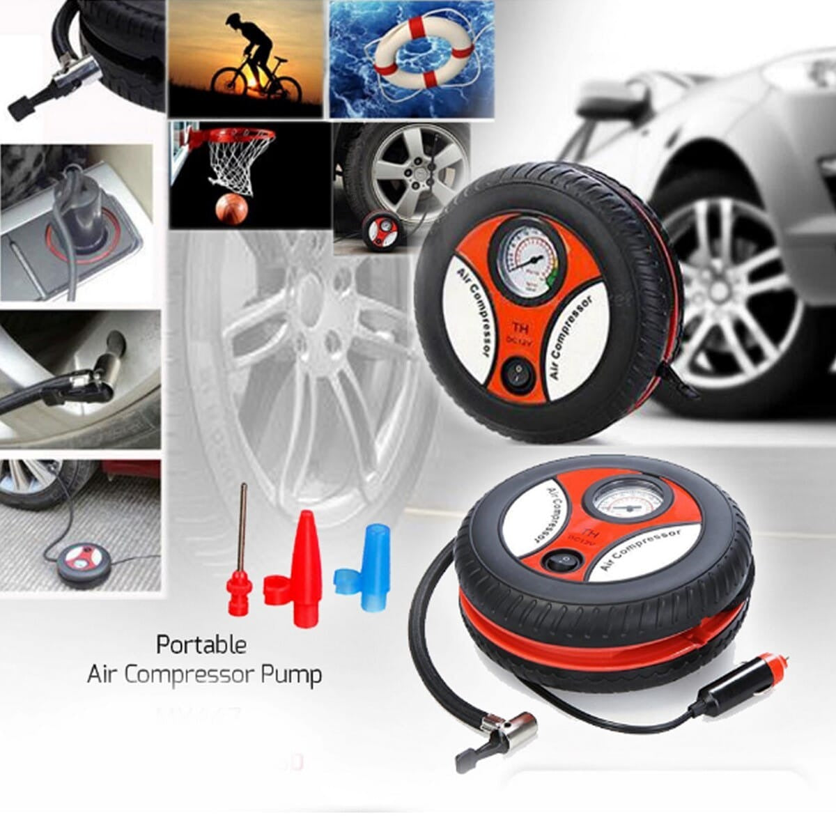 Portable Car Air Pump 260PSI DC 12V Electric Compressor Powerful Tyre Inflator For Car Truck SUV Motorcycle